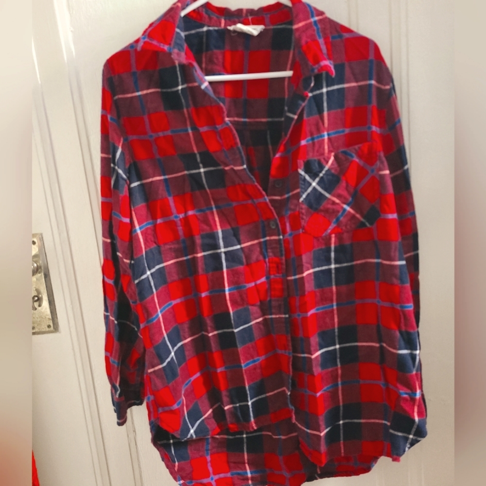 A long-sleeved flannel top